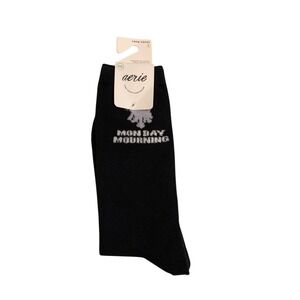 NWT Aerie Crew Socks Black "Monday Mourning" Graphic Real Good Collection